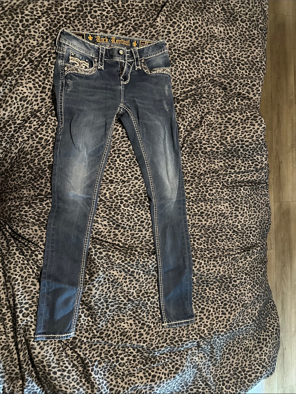 Rock Revival Women's Indigo Skinny Jeans with Contrast Stitching
